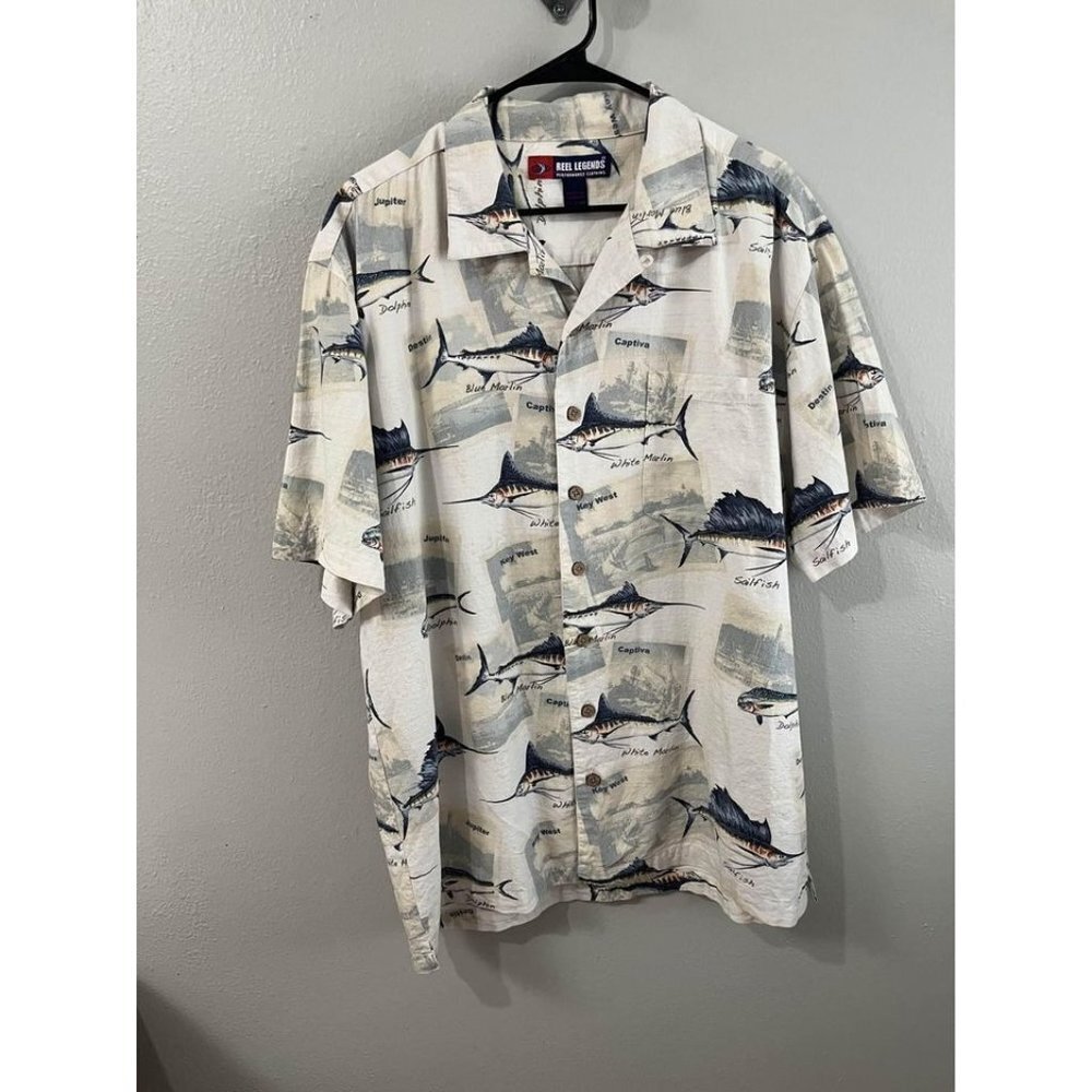 Reel Legends marlin fishing shirt size Large